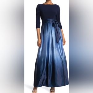 SLNY Tie Waist Ombrè Skirt Gown